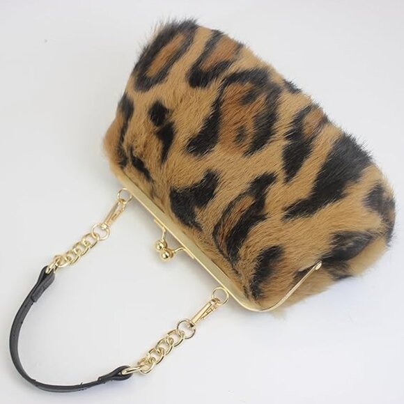 Neiman Marcus Elegant Golden Tiger Stripe Print Handbag - Picture 7 of 7